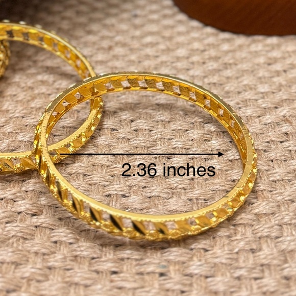 4pcs Bangles, Gold Bangles, 24k Gold Plated Bangles, Indian Bridal Bangles, Gift - Picture 7 of 7